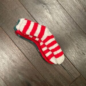 Red and White Striped Fuzzy Socks (3 Pairs)